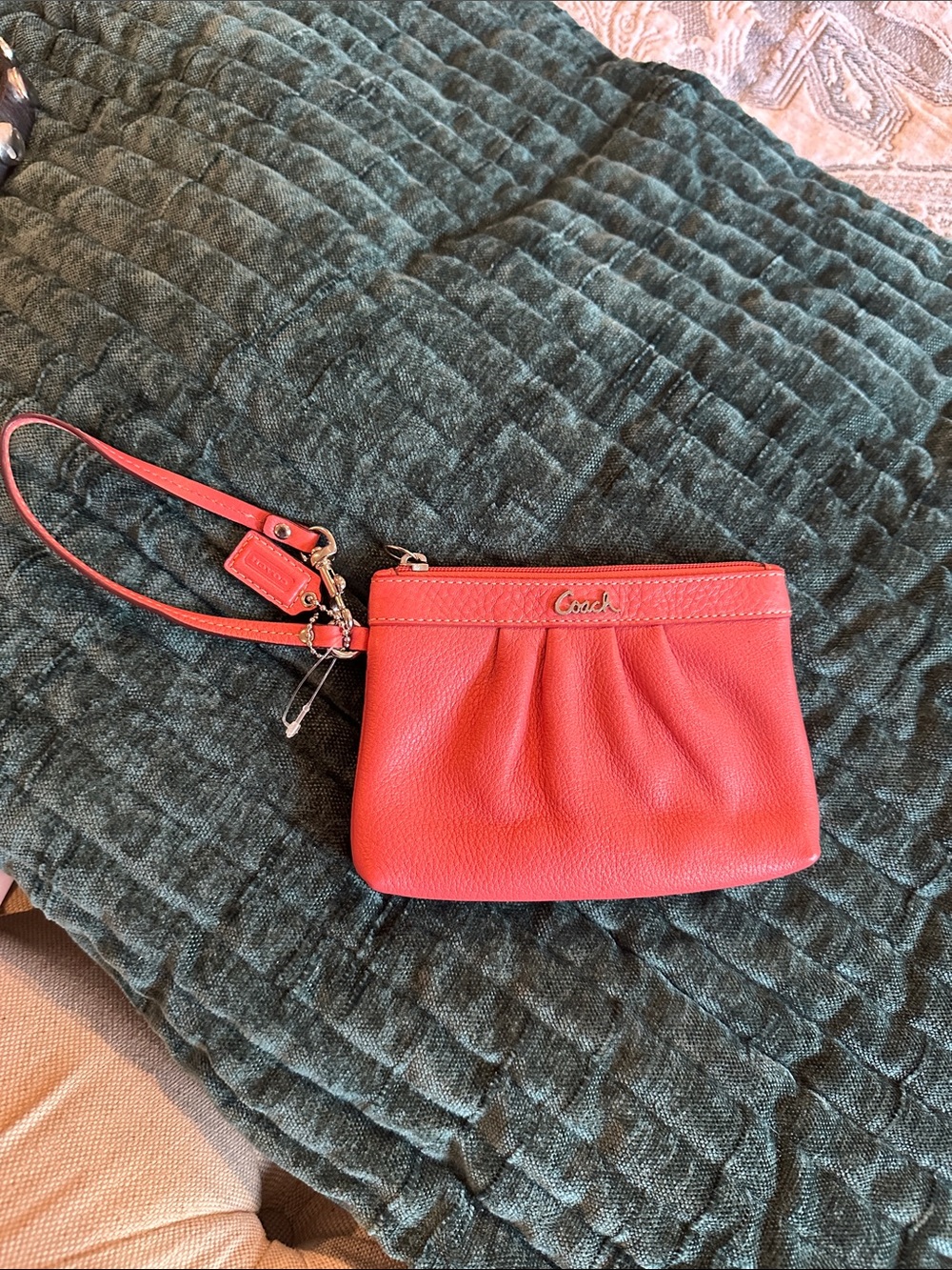 Coach Salmon colored Leather Wristlet Clutch
